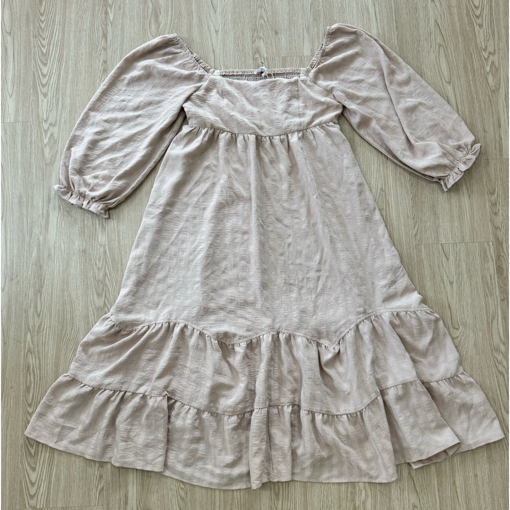 Pinkblush gingham checkered texture balloon sleeve midi dress nwt - Picture 5 of 5